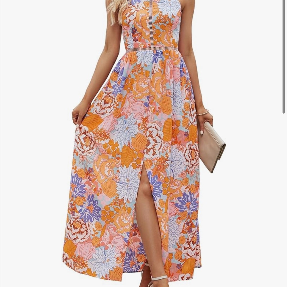 Floral Maxi Dress colorful with open back